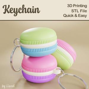 Macaron Keychain STL – 3D Print File, Fun and Colorful Keyring, Digital Download for Commercial Use