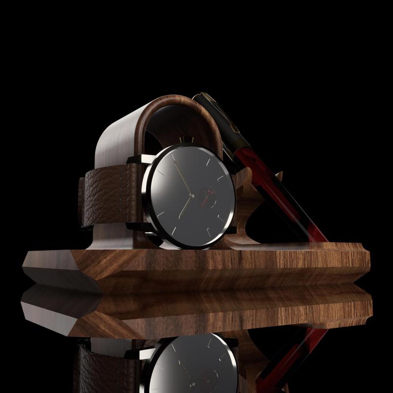 WOODEN LUXURY WATCH AND PEN HOLDER