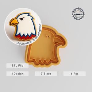 Eagle Cookie Cutter & Stamp Set, Mighty Bird Shapes, S/M/L Sizes, 6-Piece, Perfect for Cookies & Fondant PRODUCT_2829