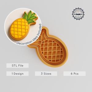 Garden Fresh Pineapple Cutter Set, Cookie & Fondant Stamp, 3 Sizes, Tropical Fruit Design PRODUCT_1058