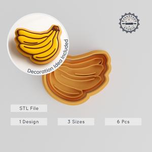 Garden Fresh Banana Cookie Cutter & Stamp, 6-piece Set, S/M/L, Perfect for Fondant PRODUCT_1055
