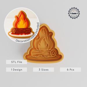 Fire Shape Cutter & Stamp, Cookie & Fondant Set, Includes S/M/L Sizes, 6 Pieces, Flame & Heat Design PRODUCT_1028