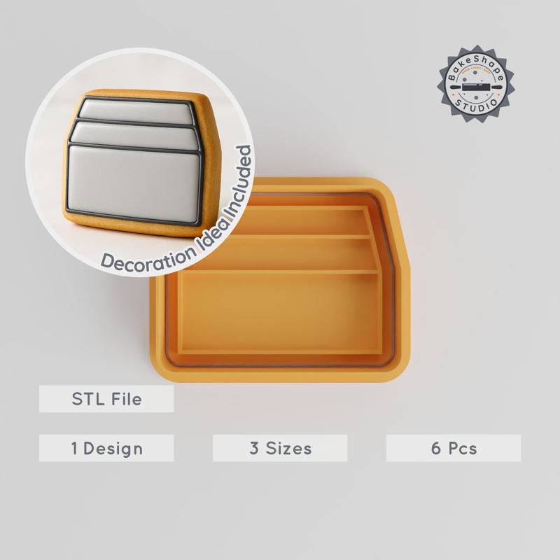 Box Shape Cutter & Stamp, Cookie & Fondant Tool Set, 6 Pieces, 3 Sizes: S/M/L PRODUCT_567