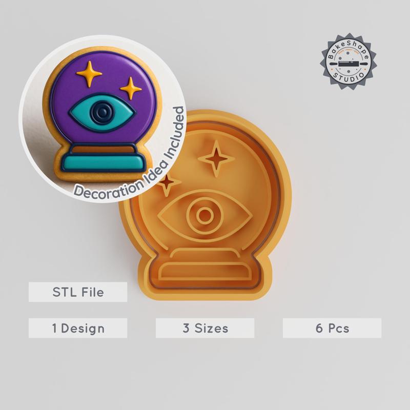 Magic Globe Cookie Cutter & Stamp, Divination Globe Set, Mystic Orb, 3 Sizes S/M/L, 6 Pieces, Prediction & Fortune Themes PRODUCT_640