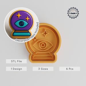 Magic Globe Cookie Cutter & Stamp, Divination Globe Set, Mystic Orb, 3 Sizes S/M/L, 6 Pieces, Prediction & Fortune Themes PRODUCT_640