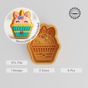 Cupcake Cutter & Stamp Set, Perfect for Cookies & Fondant, 3 Sizes, 6-Piece Dessert Delight Collection PRODUCT_754