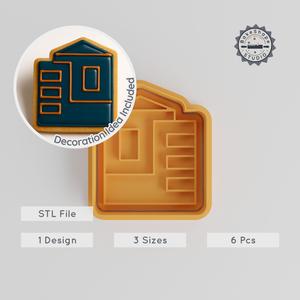 Building Shape Cutter & Stamp Set, Perfect for Cookies and Fondant, 6-Piece Sizes S/M/L, Urban & Office Design PRODUCT_551