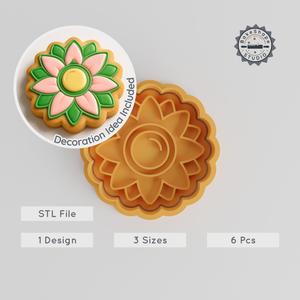 Water Lilly Cutter & Stamp Set, Fondant & Cookie Tool, Pond Flower, Lotus, Sizes S/M/L, Aquatic Blossom, Baking & Crafting PRODUCT_388