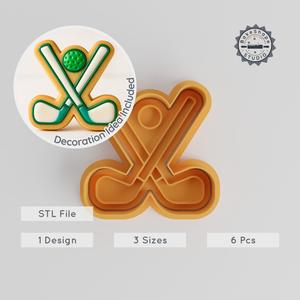 Golf Shape Cutter & Stamp Set, Cookie and Fondant Tool, 3 Sizes S/M/L, Sport Theme, Golf Lover's Kit PRODUCT_602