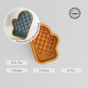 Oven Gloves Shape Cutter, Stamp Set for Cookies & Fondant, Kitchen Mitts, Heat Mitts, Chef Mitts, 6-Piece Collection PRODUCT_703