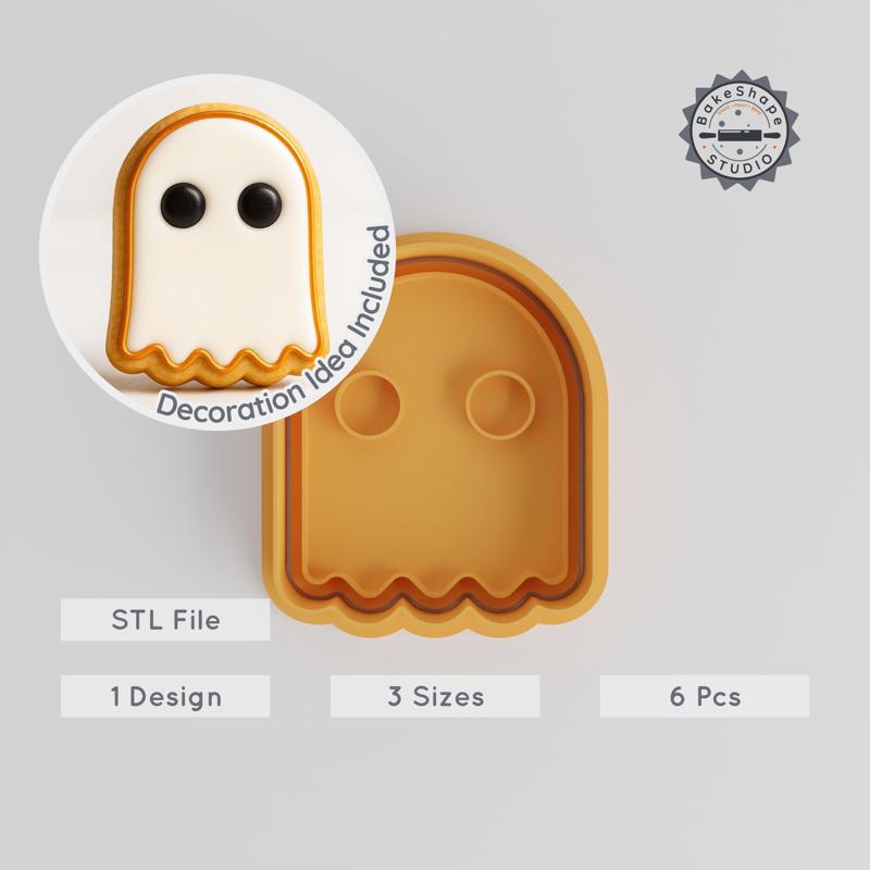Ghost Cookie Cutter & Stamp Set, Halloween Spirit, Spooky, Phantom, Fondant, 3 Sizes, 6 Pieces, Ghostly Baking Fun PRODUCT_11