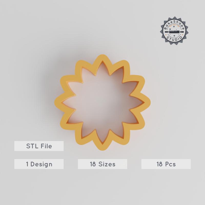 Flower Shape Cutter Set, 18-Piece, Sizes 0.75"-5.00", Perfect for Cookies, Fondant & Clay, Floral Bloom Design PRODUCT_1434