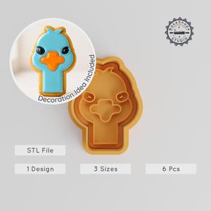 Ostrich Shape Cutter & Stamp Set, Perfect for Cookies & Fondant, Includes 3 Sizes, Running Bird Design PRODUCT_1281
