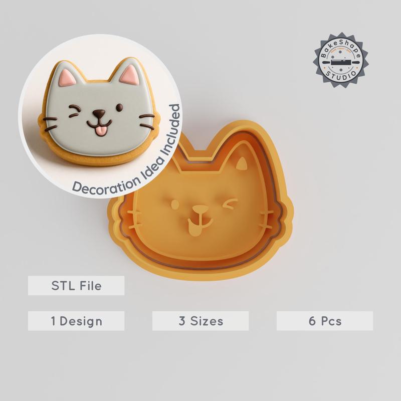 Naughty Emotion Shape Cutter & Stamp, Cookie & Fondant Decor, 6-Piece Set, S/M/L Sizes, Playful Wink & Mischievous Smile Designs PRODUCT_849