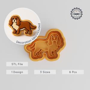 Cavalier King Cookie Cutter & Stamp Set, Spaniel Dog Design, Fondant Decor, S/M/L Sizes, 6-Piece Animal Baking Tool PRODUCT_309