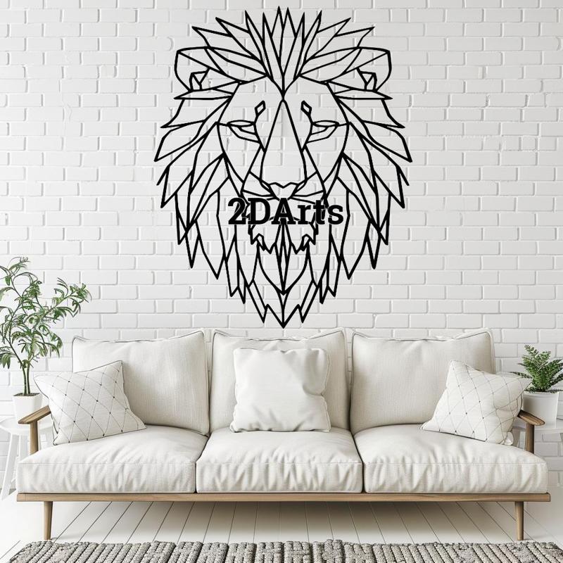Low Poly Lion Head 2D Wall Art/Window Art - Digital STL & SVG File