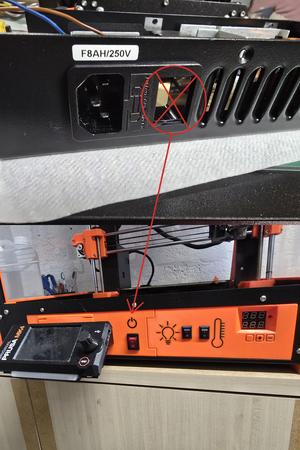 Remote power button on the front of control panel - Prusabox