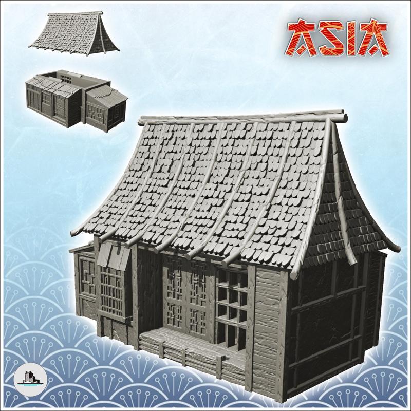 Asian house with big roof and annex (25) - Medieval Asia Feudal Asian Traditionnal Ninja Oriental