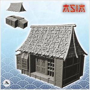 Asian house with big roof and annex (25) - Medieval Asia Feudal Asian Traditionnal Ninja Oriental