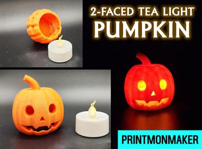 2-Faced Tea Light Pumpkin