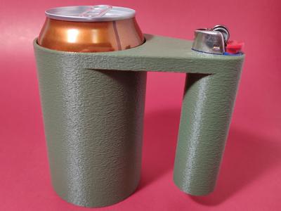 Soda Can Holder With Built In Bic Lighter Sleeve