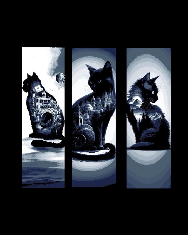 Artwork of the Cat and the world he runs in - Set of 3 Bookmarks