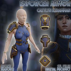 Caitlyn Kiramman Enforcer Armor Cosplay Outfit Arcane League of Legends
