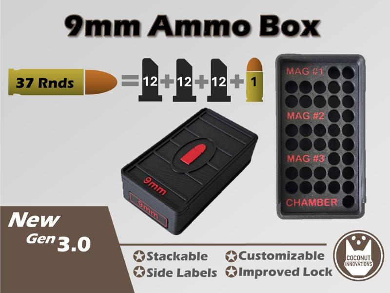 Ammo Storage Box 9mm 37 Round for 3X 12 Mags +1