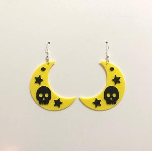 Earring Moon skull pendants aros