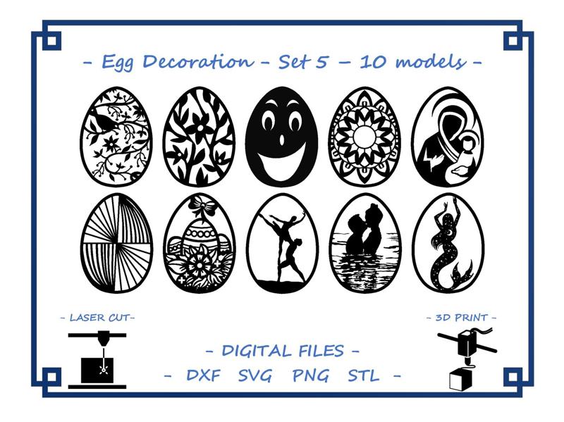 Easter egg decoration - Set 5 - 10 models Bundle