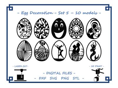 Easter egg decoration - Set 5 - 10 models Bundle