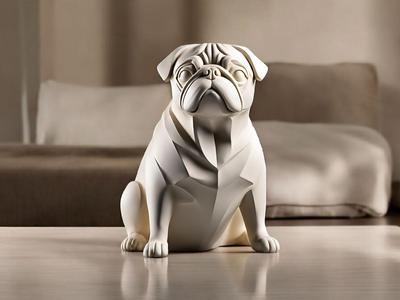 Minimalist Chubby Pug Sculpture, Chubby Pug Statue