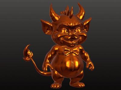 Mischievous Little Devil with Horns and Tail