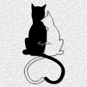 2 cats in love wall art kitty home decor