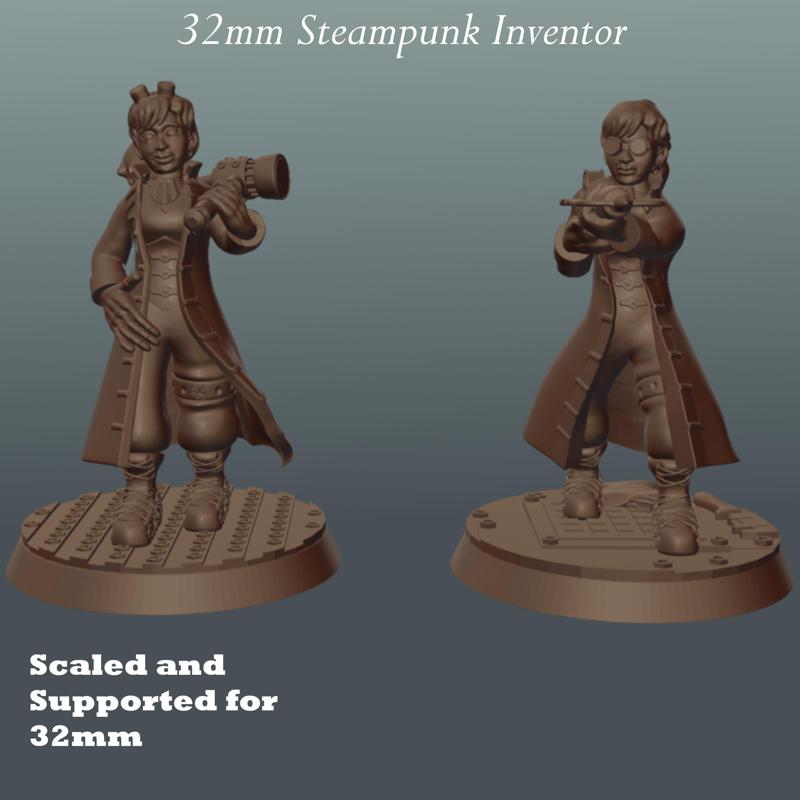 32mm Steampunk Female Inventors: Tesla Hammer & Grappling Gun