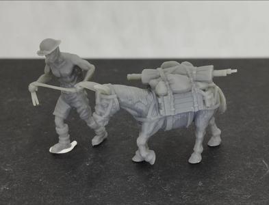 28 mm 8th Army handler and mule tow