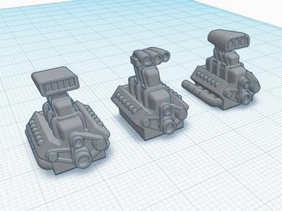 Engine V8 with tall blower tower (inspired by Mad Max)
