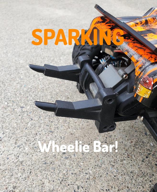Traxxas Rustler Adjustable Sparking wheelie Bar!