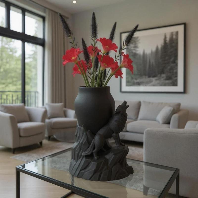 Echo in the Living Room vase wolf 