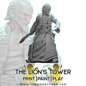 Altair Fask - Human Spy, Combat ready (32mm scale presupported miniature)