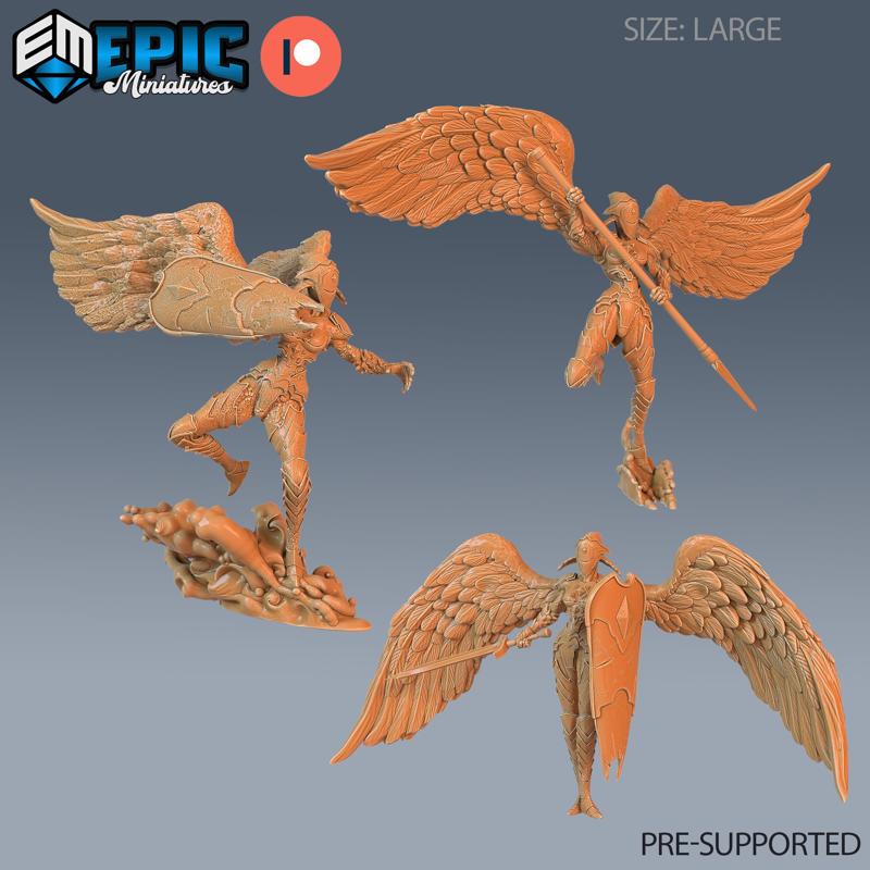 Animated Angel Statue Set / Heavenly Guard / Angelic Guardian / Female Gate Warrior / Cloud Encounter
