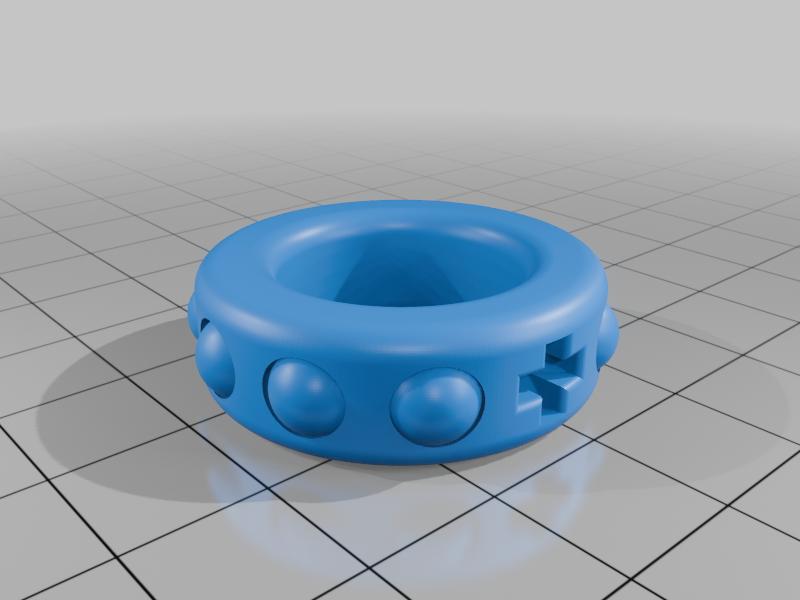 Rosary ring with moving print in place beads