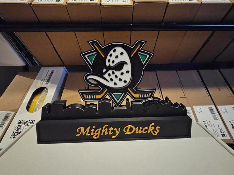 Mighty Ducks with skyline of anaheim 