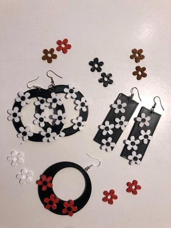 Earring flower split part pendientes flores