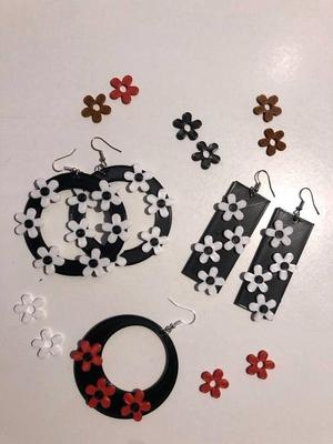 Earring flower split part pendientes flores