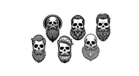 Leather Stamps 100mm Bearded Skulls #1