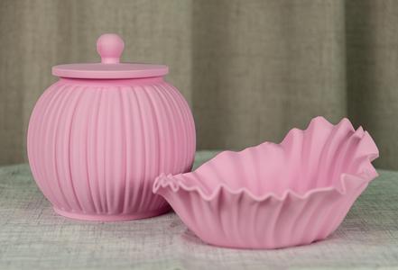 Soap Dish and Decorative Jar - Shell Whisper Set