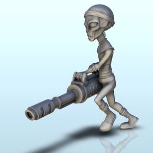 Alien running with machine-gun (6) (+ pre-supported version & rounded base) - SF Warhordes ET extraterrest Confrontation