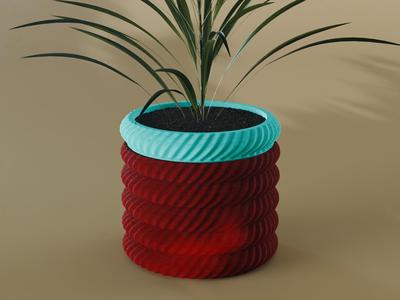 Sora Planter Pot, Wavy Diagonal | Small, Medium, Large | Self Watering and Drip Tray 