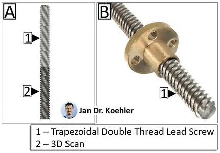 CAD Trapezoidal Double Thread Lead Screw